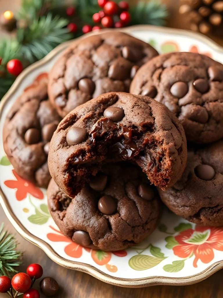double chocolate chip cookies melted